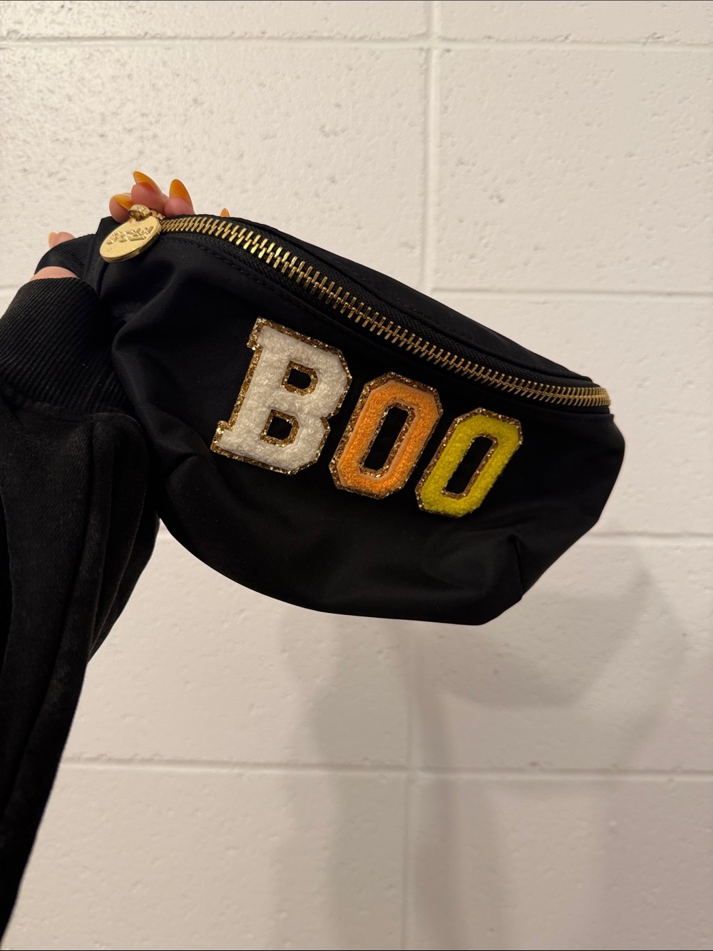 STONEY CLOVER LANE Black 'BOO' Patched Fanny pack - Picture 2 of 2